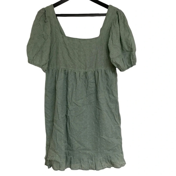 Lola May Green Sage Puff Sleeves Square Neck Dress NWT Size 10 - Picture 4 of 13